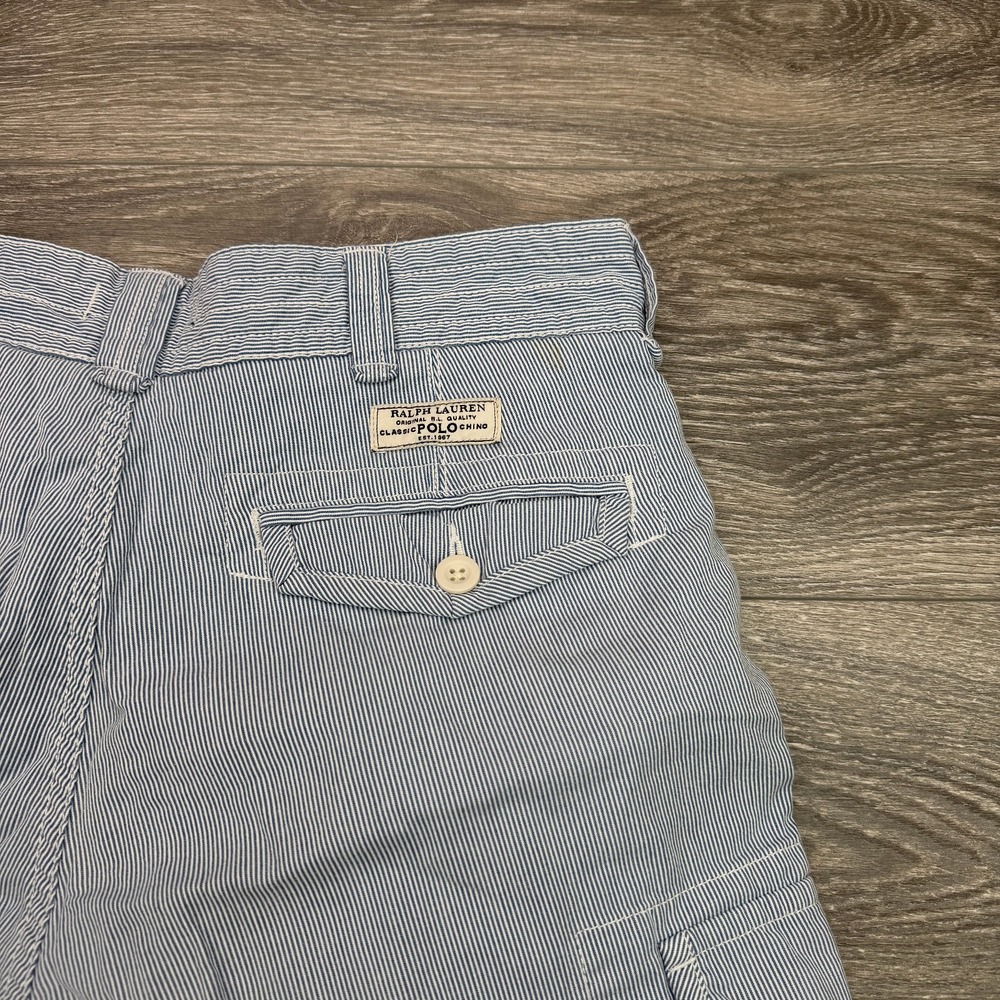 Polo Ralph Lauren Cargo Shorts Mens 33 Blue White Stripe Paratrooper Military - Picture 8 of 13